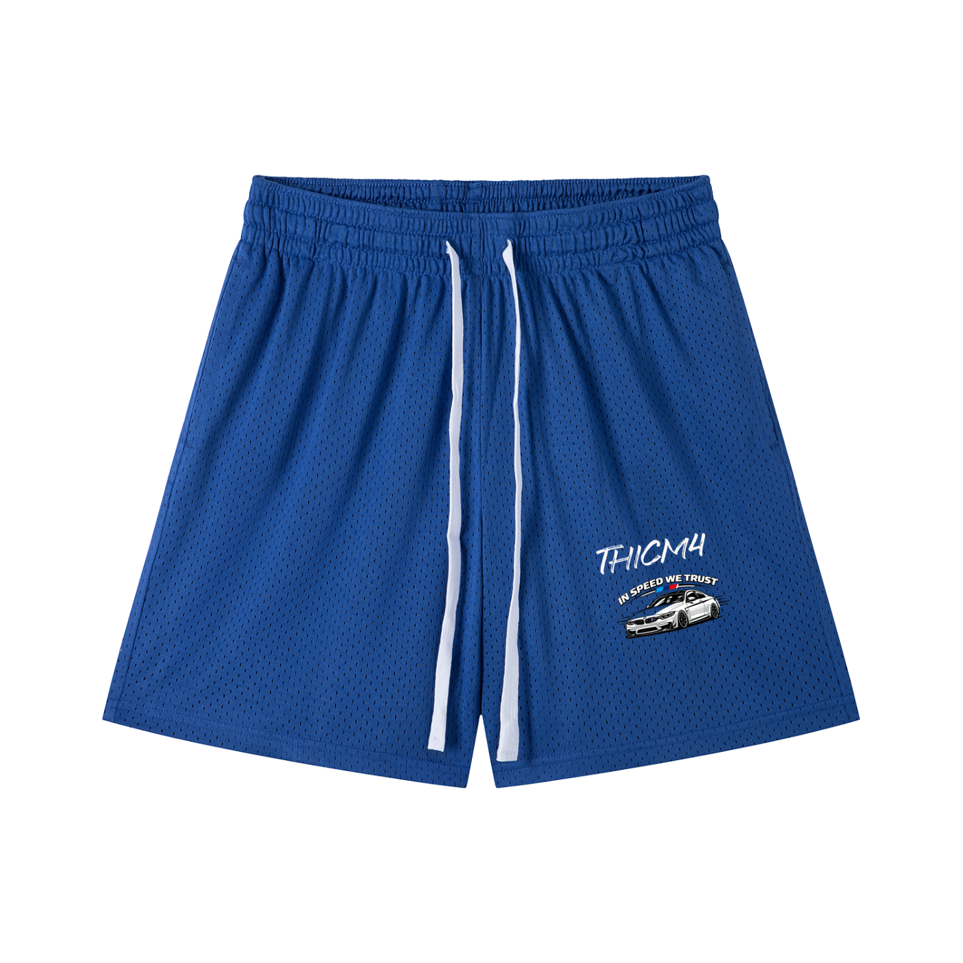 "In Speed We Trust" Mesh Drawstring Shorts