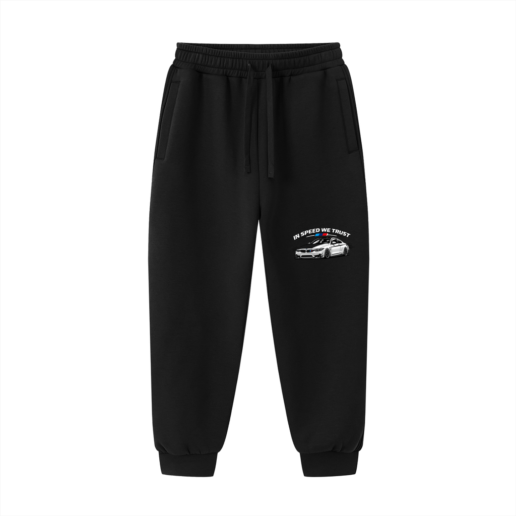 "In Speed We Trust" Drawstring Jogged Sweatpants
