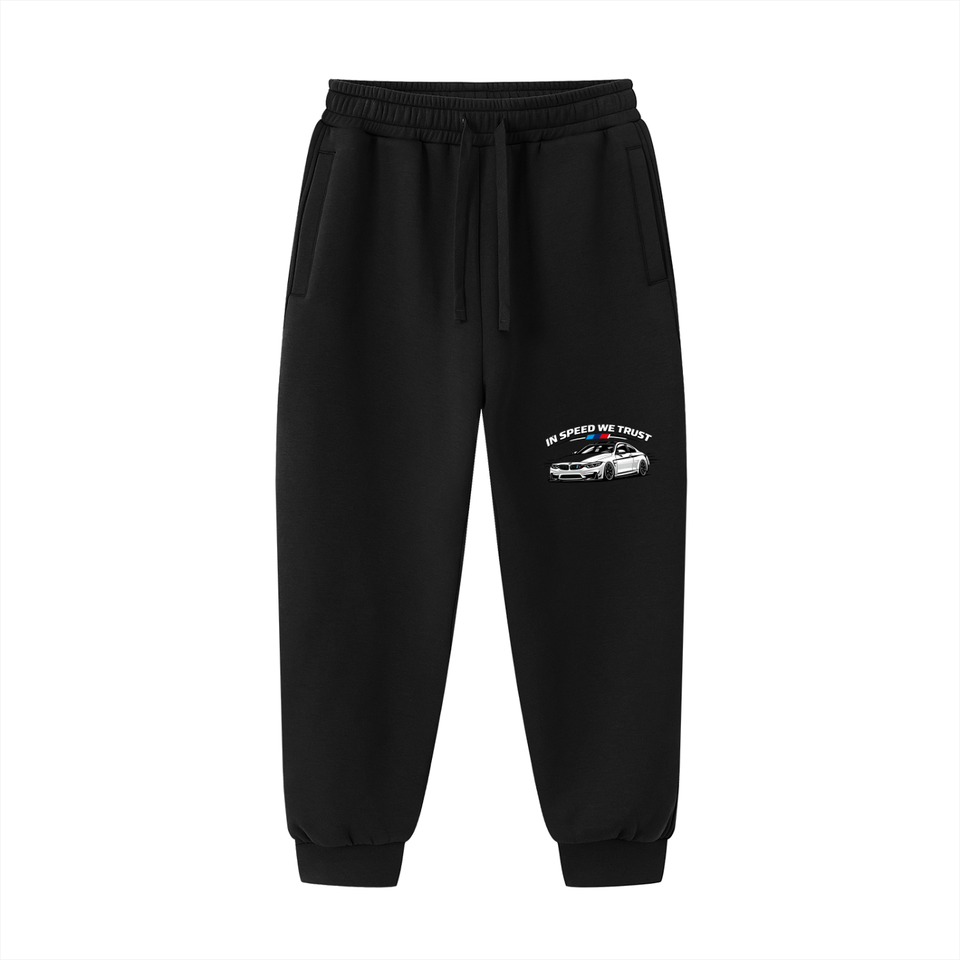 "In Speed We Trust" Drawstring Jogged Sweatpants